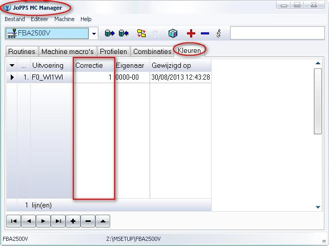 Extra tab 'Kleuren' voorzien in Mcman om een correctie per uitvoering te kunnen opgeven (3.
