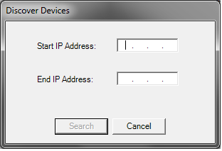 Apparaten vinden Met de optie Apparaten vinden kunt u een reeks IP-adressen scannen en automatisch een Scan Station dat een IP-adres heeft dat binnen de gedefinieerde reeks adressen ligt, registreren.