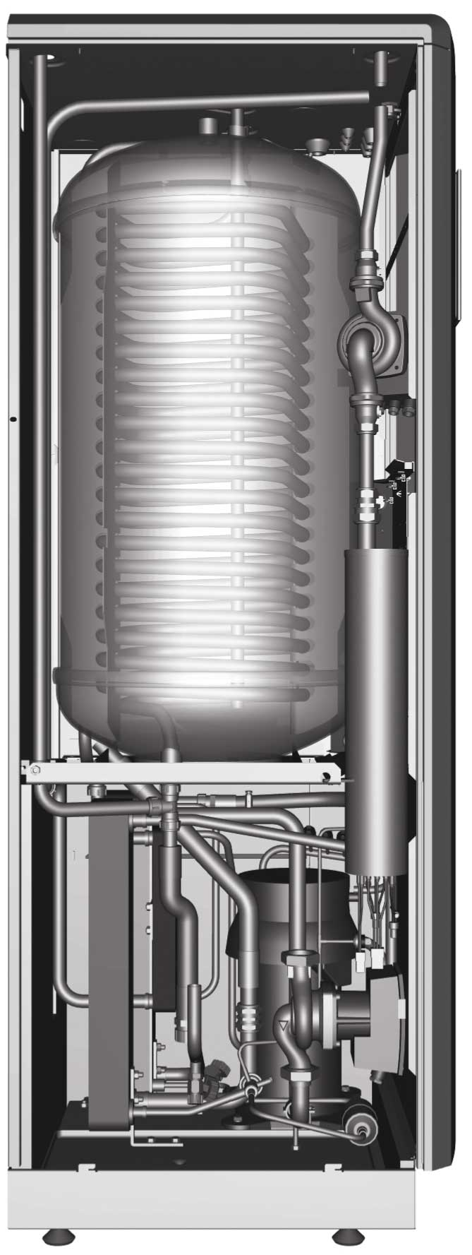 geïsoleerd 15 Bedieningspaneel voor regelapparatuur 4 HGW-shuntklep 16 Elektrisch paneel 5 Aanvoerleidingsensor,