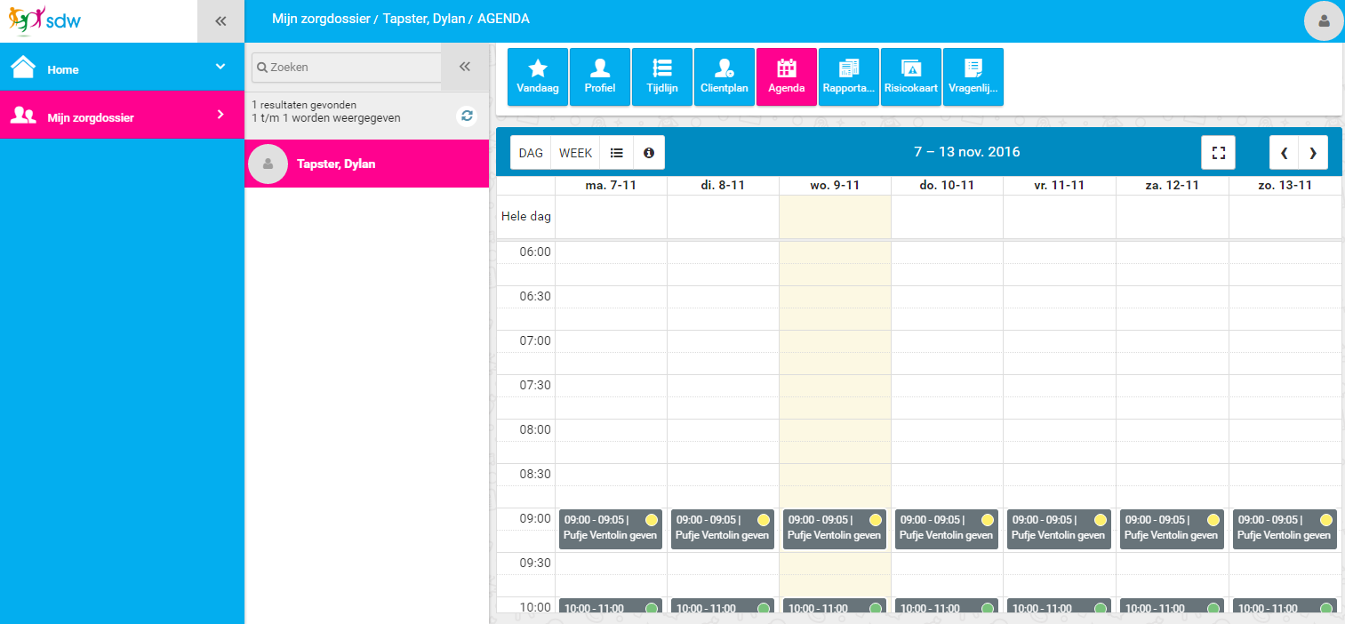 . Agenda 3 5 2 Op dit scherm kun je jouw agenda bekijken. Per dag kun je zien wat er voor jou gepland staat.
