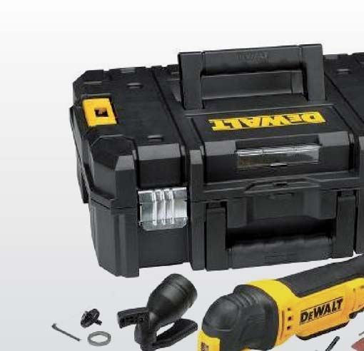 199 /set Multitool + koffer Multitool 300W DWE315KT + koffer TSTAK + 37 toebehoren Vermogen: 300 Watts