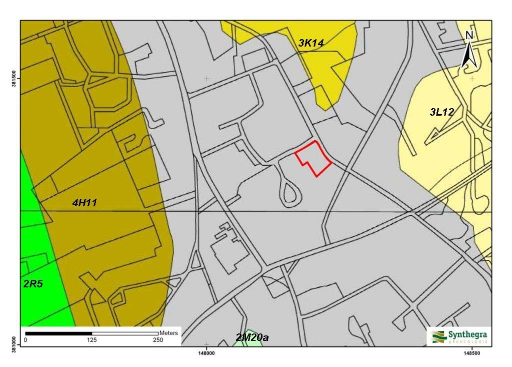 LEGENDA 3/4K14 Dekzandrug 2M20a Terrasvlakte bedekt met dekzand 2R5 Beekdalbodem zonder veen laag gelegen 4H11 Beekdalzijde 3L12 Terrasafzettingen bedekt met dekzand Afbeelding 2.