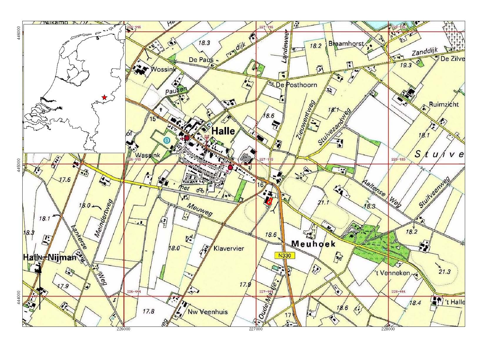 1.3 Ligging en huidige situatie plangebied Het plangebied is circa 94 m 2 groot en ligt aan de Varsseveldseweg 1 in Halle (afbeelding 1.1).
