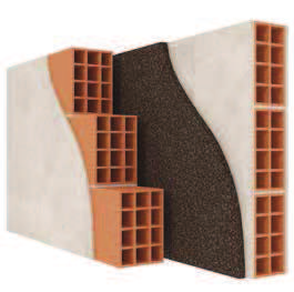 Isolatie van muren HET ECHTE THERMISCH EN AKOESTISCH COMFORT De toepassing van zwarte geëxpandeerde kurkplaat voor isolatie van een dubbele muren (met luchtlaag)