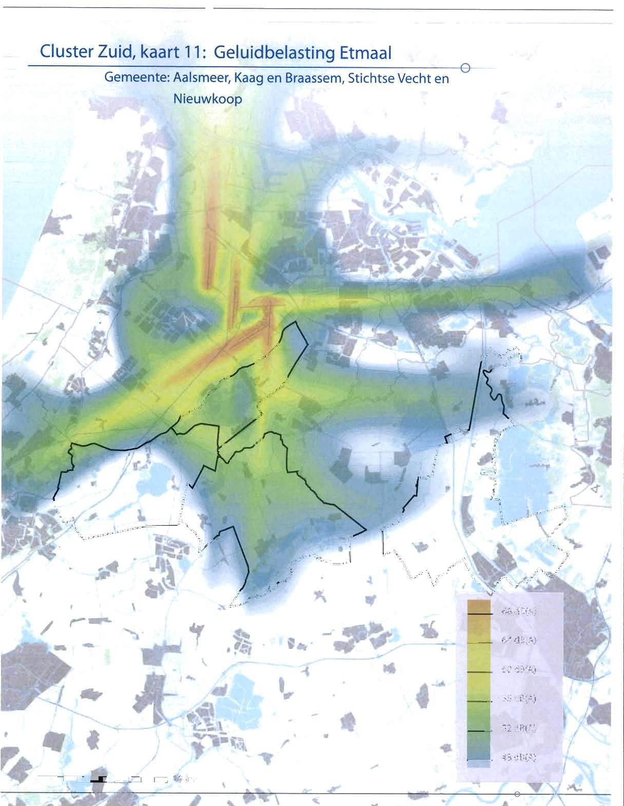 Cluster Zuid, kaart 11: Geluidbelasting Etmaal Gemeente: Aalsmeer, Kaag en Braassem,