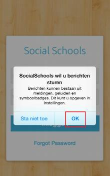 Na het openen wordt gevraagd of u push-berichten wilt ontvangen. Klik op OK.