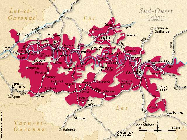 Thans beleeft Cahors zijn tweede jeugd. Het herkomstgebied, 4.250 ha groot, omvat 45 gemeenten rond de Lotvallei. De meeste liggen ten westen van de stad Cahors, verspreid over een afstand van 50 km.