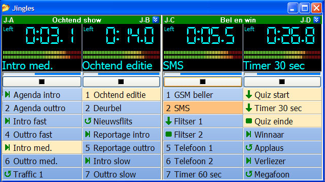 De bediening van Live Assist vindt plaats door middel van een faderof knopstart vanaf een aangesloten mengtafel, via de buttons op het scherm of met behulp van de functietoesten F1 t/m F4 op het