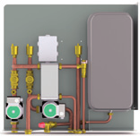Voor de installatie van thermohaarden, thermokachels en houtketels; geschikt voor het scheiden van het primaire circuit van het secundaire circuit en onmiddellijke productie van HWW.