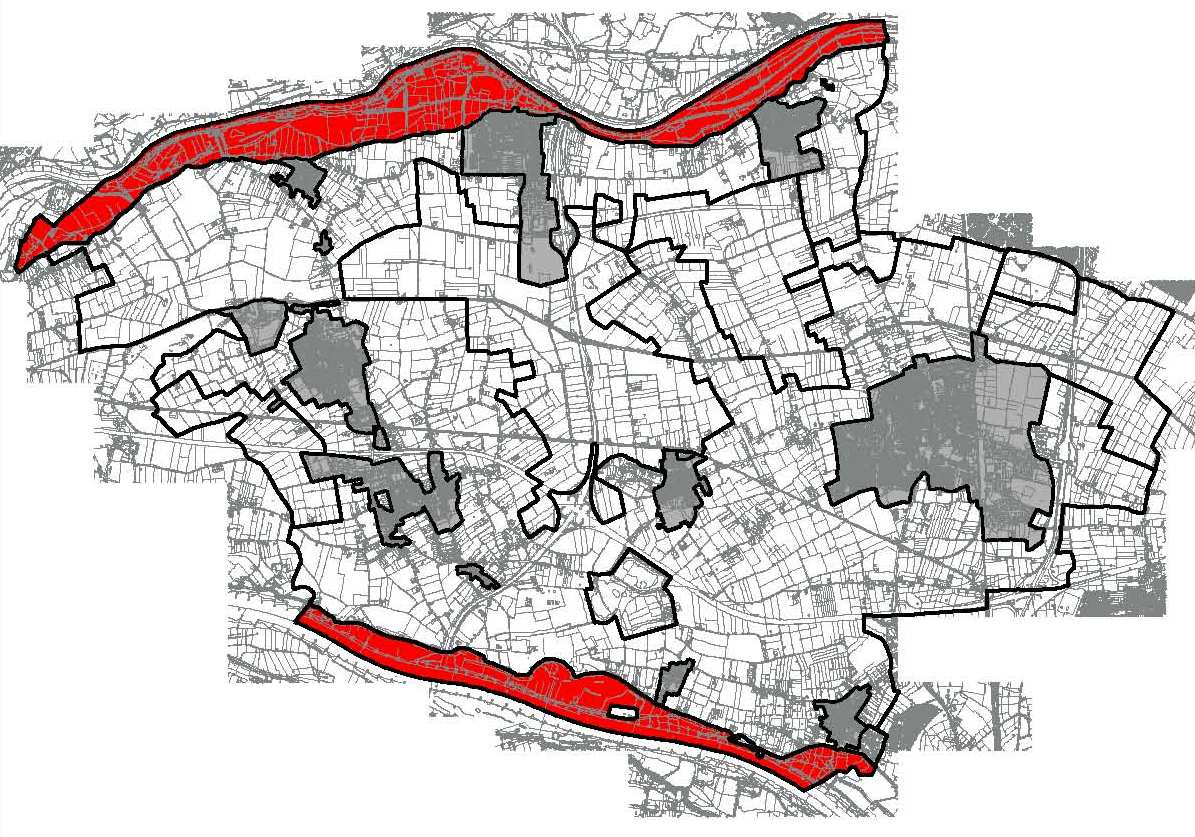 Gebied 3 Uiterwaarden het gebied is roodgekleurd op de kaart