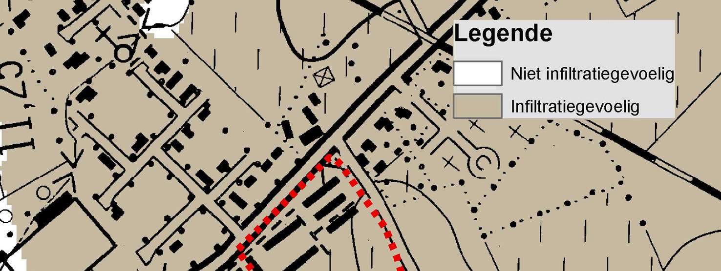 * Infiltratie Inzake de gewijzigde infiltratie naar het grondwater kan het volgende gesteld worden : Het plangebied is, volgens de meest recente kaarten van het Agentschap voor Geografische