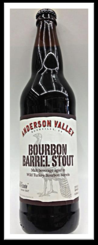 Anderson Valley Bourbon Barrel Stout Brouwerij: Land: Type: Inhoud: Anderson Valley Verenigde Staten van Amerika Stout/ Porter 65 cl Alcoholpercentage: 6,9% en toffee