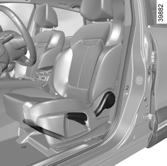 VOORSTOELEN ZONDER ELEKTRISCHE VERSTELLING (1/2) 2 3 Zitting hoger of lager zetten Beweeg de hendel 2 zo vaak als nodig is omhoog of omlaag.