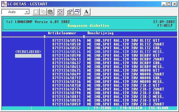 leverancier te bladeren en te muteren. Standaard komt LC-DETAS met zijn default directory C:\download indien anders gewenst kunt u met de TAB-toets de keuze naar een andere directory maken.