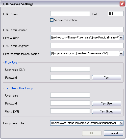 400 nl Pagina Gebruikers-groepen Bosch Video Management System Instellingen LDAP-server LDAP-server: Typ de naam van de LDAP-server.