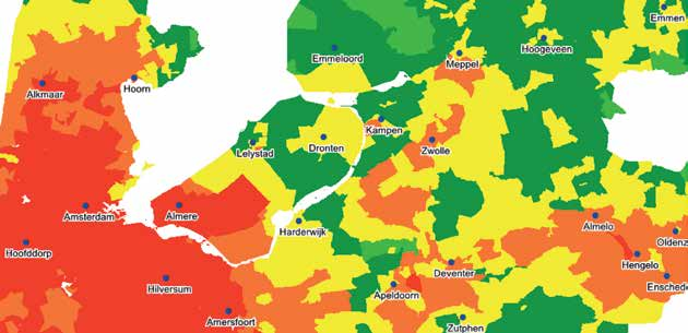 Economische potentie In figuur 2.7 wordt een tweetal kaarten getoond met de economische potentie voor de auto en het openbaar vervoer in de ochtendspits.