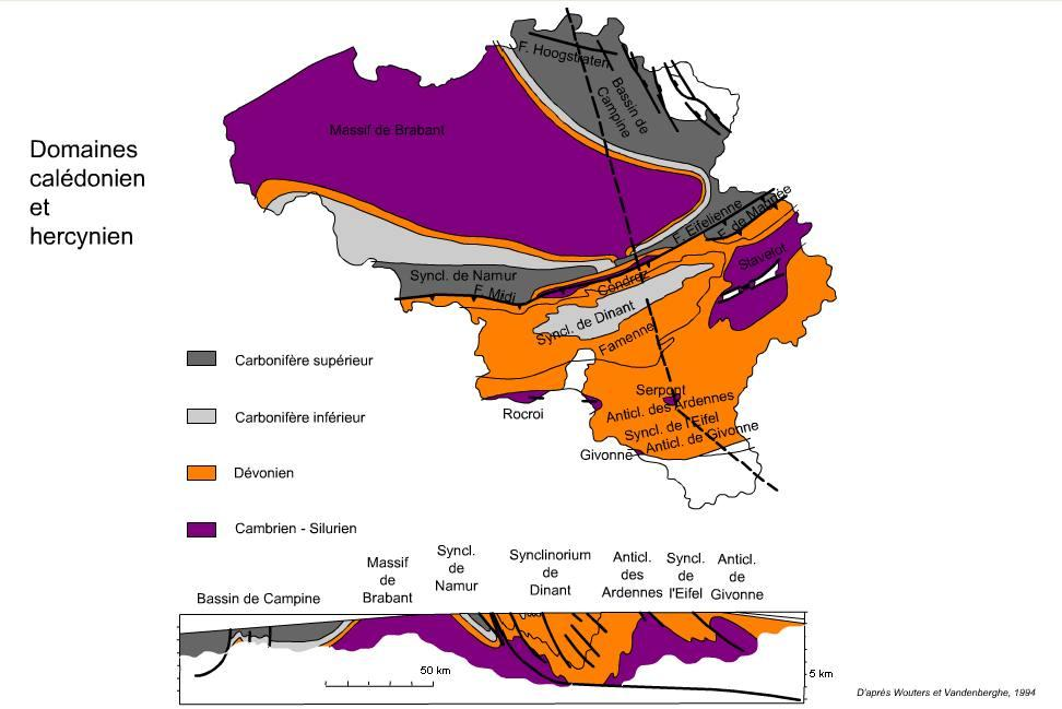 6.1.1 De Paleozoïsche sokkel 6.1.1.1 De gesteenten uit het Cambrium, Ordovicium en Siluur De gesteenten uit het Cambrium, Ordovicium en Siluur zijn tijdens de tektonische fasen verbonden met de