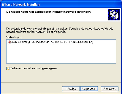 3.4.2. Onder Windows XP: de Wizard Netwerk instellen gebruiken in een Ad hoc netwerk Herhaal de volgende procedure voor elke computer: 1.