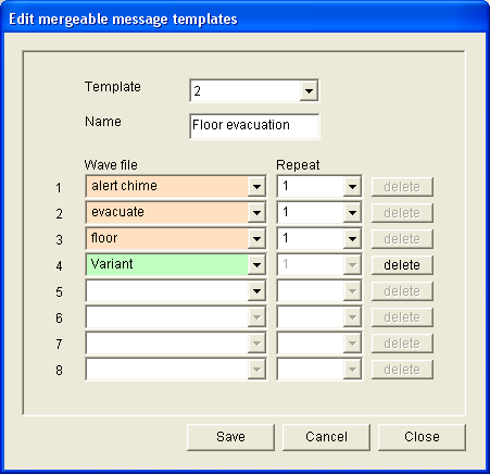 32 nl Configuratie Configuratie Plena VAS Afbeelding 4.22 Voorbeeld (stap 7) 8. Selecteer Onmiddellijk (Immediately) in de vervolgkeuzelijst Wave-bestand (Wave file) in rij 5.