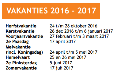 Overige belangrijke data: zie