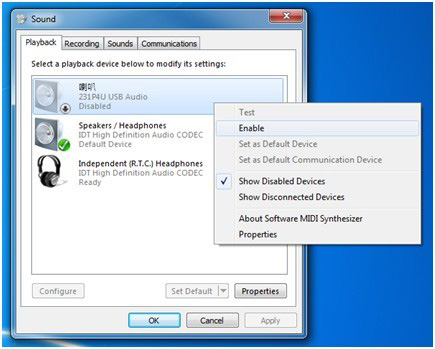 3. USB docking-scherm Inleiding 2. Rechtsklik op 231P4U USB Audio en klik op Inschakelen USB docking station Ingebouwde aansluiting voor earphone, mic in, luidsprekers, ethernet, 1x3.