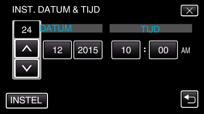 wordt weergegeven 2 Tik op INSTALLATIE 3 Tik op DATUM & TIJD 3 Stel de datum en de tijd in 0 Tik op 3 of 2 om het scherm te scrollen 4 Tik op INST DATUM & TIJD 0 Wanneer het onderdeel van de dag, de