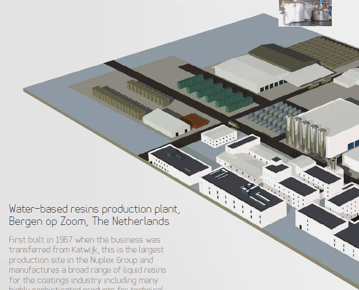 Box 4: Nuplex Resins December 11th, 2007, Nuplex officially opened a new factory for the production of waterborne acrylic resins on its premises in Bergen op Zoom, the Netherlands.