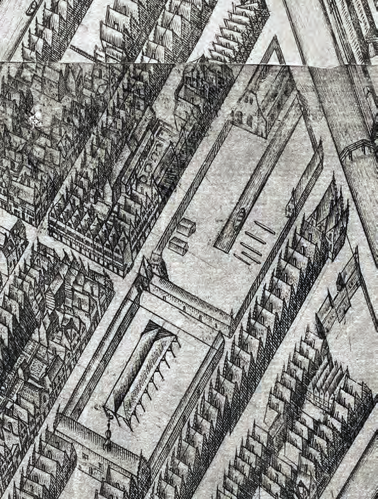 J.Z.Kannegieter levert een beschrijving van de timmertuin: Op de Westelijke helft bewaarde men grote voorraden hout, voor de aanvoer waarvan een in de Baangracht uitmondende sloot diende.