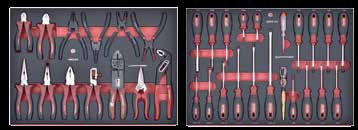 5, 6, 7 Inlay met beitels, doorslagen en hamers en 20 t/m 24 mm Inlay met sleuf en Philips schroevendraaierset Voorzien van