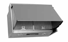 2 x 40 W afvoer Ø 120 mm elektrische afvoerklep keukenpaneel monteerbaar op frontpaneel boven gaskookplaten is een hanghoogte van 65 cm vereist, boven inductie/keramisch 55 cm aansluitwaarde 85 W