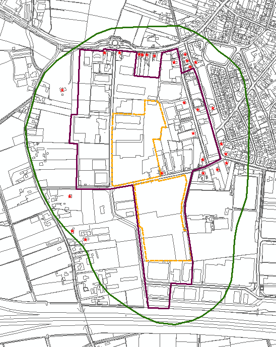 2. Situatieschets Industrieterrein De Vonder ligt ten zuidwesten van de kern Enter.