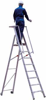 Magazijnladders en -trappen Magazijnladder met traptreden Robuuste kokerboomprofiel ladder met anti-slip treden van 8 cm diep, waardoor uw voeten een stabiel loop of stavlak hebben.