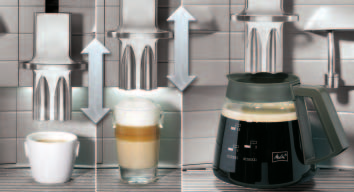 Klein Middel Groot Afgifte van 2 soorten melk Afgifte van koude melk, bijvoorbeeld voor perfecte fasescheiding bij het bereiden van Latte Macchiato.