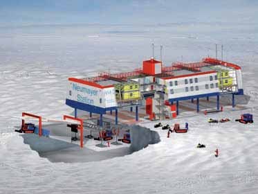 Alfred-Wegener-Institut (Neumayer Station III) Het Duitse Neumayer Station III in aanbouw op de Ekström Ice Shelf De Ekström Ice Shelf is al meer dan 25 jaar de vestigingsplaats voor de Duitse