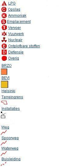 Op de kaart is ook informatie over voor risicogevoelige gebouwen opgenomen.