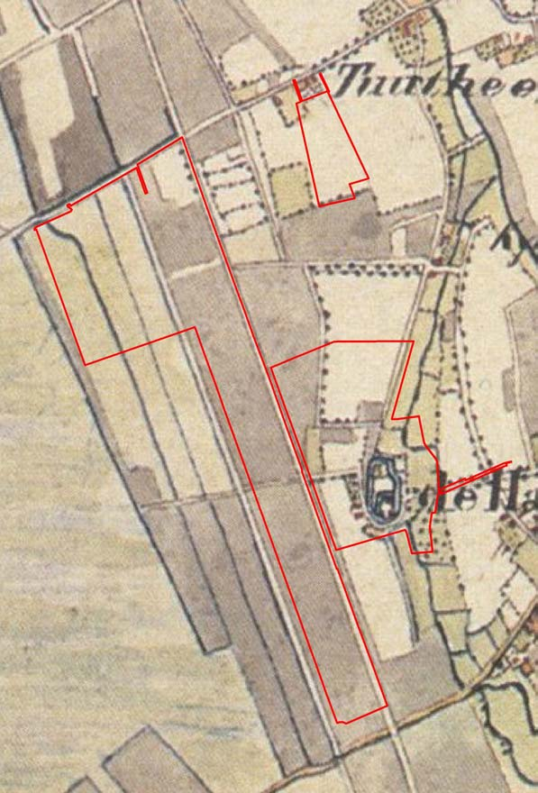 Blad - 13-3.2 Cultuurhistorische waarden 1838-1857 Rond 1838 en 1857 bestaat het landschap grotendeels nog uit heide.