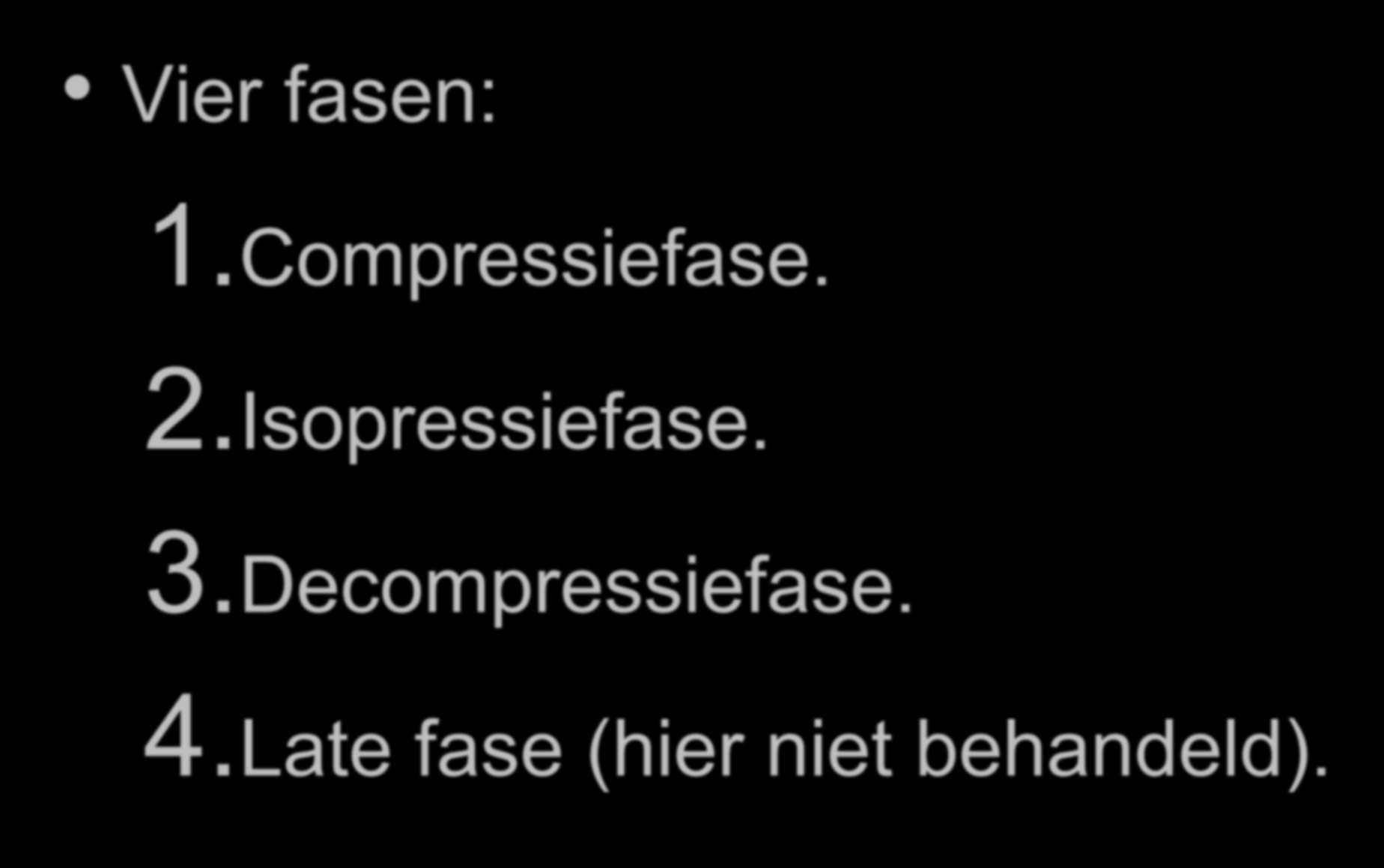 Duikersziekten Vier fasen: 1.Compressiefase. 2.