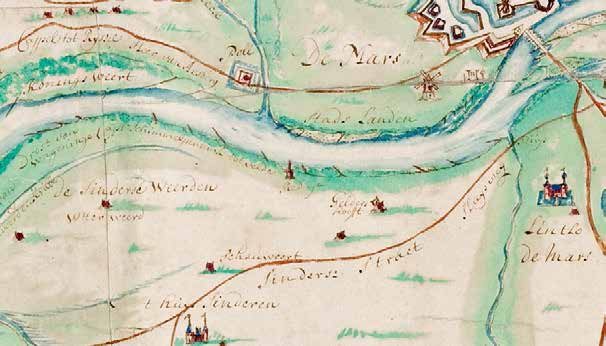 Afb. 33f. Uitsnede uit de manuscriptkaart Den Ysselstroom van Isseloort tot voor de stad Deventer door I. van den Heuvel in 1719.