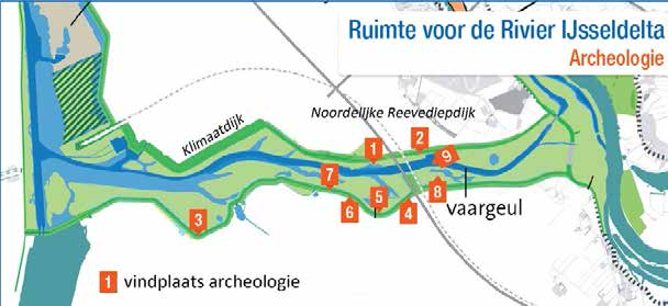 1: Rij goed bewaard gebleven houten palen in werkput 175; 2: Grondsporen met nummering in werkput 90) [uit: 126]. Afb. 39b16. De aangelegde proefsleuven (blauwe kaders) in zone 30.4 [uit: 976].