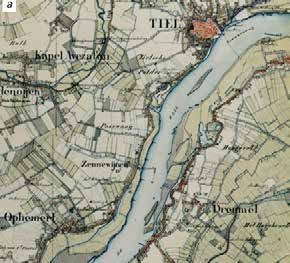 Door het rivierwaarts verplaatsen van kaden konden delen van de middeleeuwse en oudere Waalbochten binnendijks komen te liggen, zoals te Dreumel, Ophemert en Wamel/ Beneden-Leeuwen (afb. Cd).