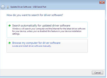 Selecteer uit het weergegeven menu "Update Driver Software.