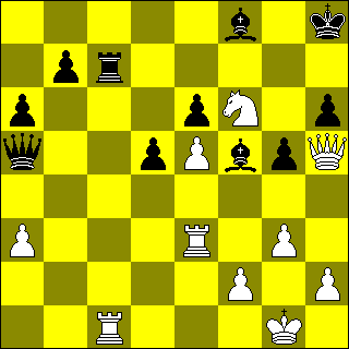 27 Dxb4 28.Pxg5 hxg5 29.Ph5 Lg6 30.Pf6 Te7 31.a3 Da5 32.Dg4 h6 33.Te3 Lf5 34.Dh5 Tc7 Wit : Pascal Vandevoort Zwart : Joost Michielsen 1.d4 d5 2.c4 c6 3.Pc3 Pf6 4.e3 a6 5.Dc2 b5 6.b3 Lg4 7.Pge2 Lh5 8.