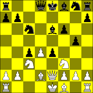 8...c4 Nu de loper op e3 staat is het aantrekkelijk om...c4 te spelen (wit moet het dan namelijk van e4 hebben wat weer een tempo gaat kosten). Toch was ook het directe 8...g4! niet slecht. 9.Ld2!