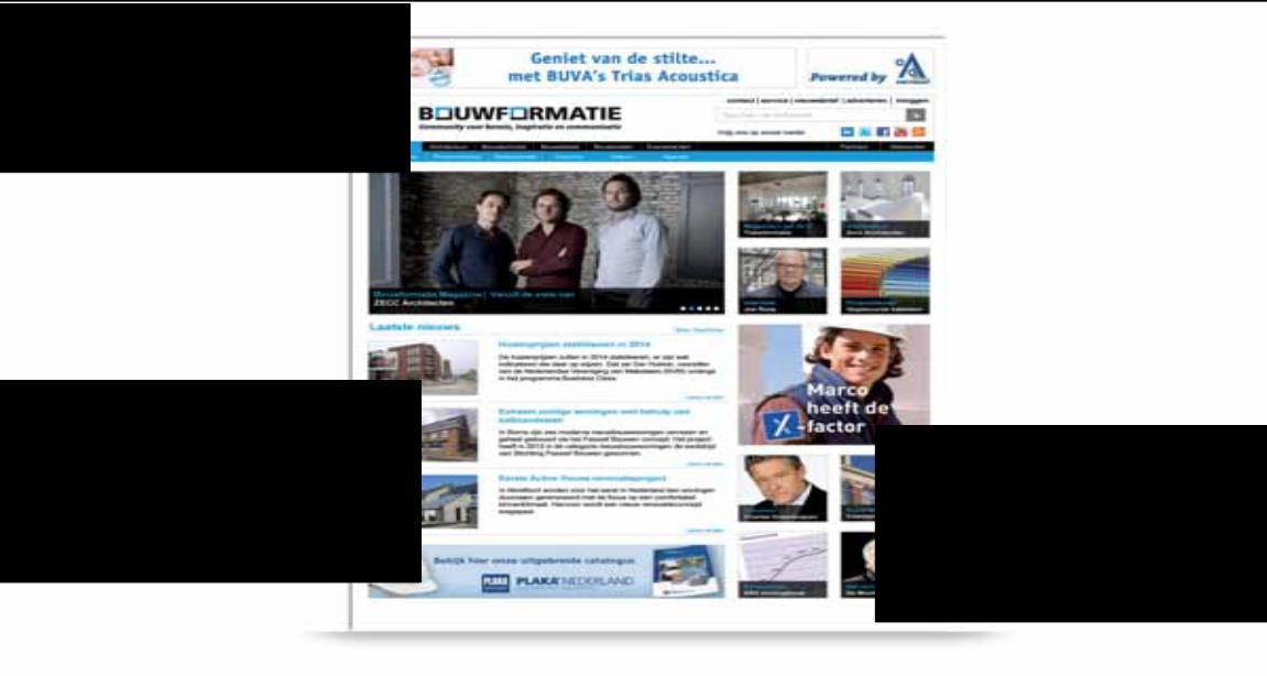 Kennis, inspiratie en communicatie Website Onze website is het vlaggenschip van de bouwcommunity. Hier komt alle informatie bĳ elkaar.