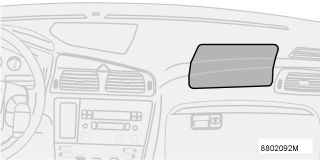 01 Veiligheid 01 Airbags (SRS) Positie van de airbag aan de passagierszijde in een auto met het stuur