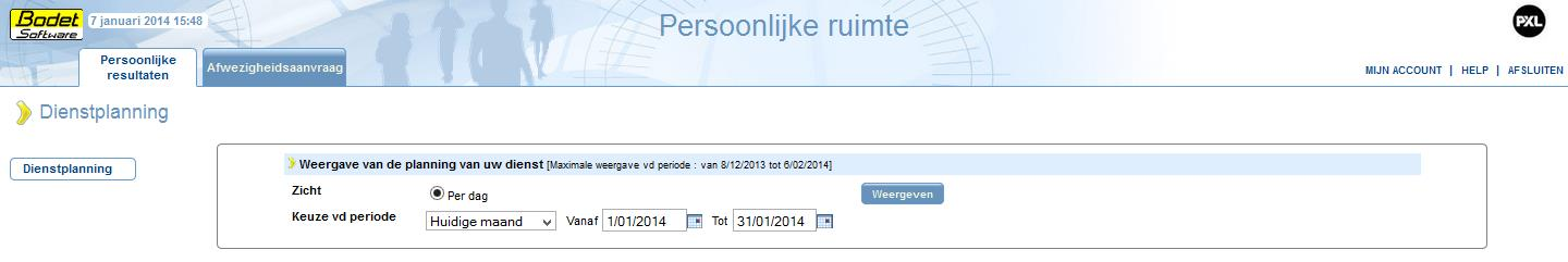 Opgelet, deze planning is niet zichtbaar voor iedereen. In bepaalde uitzonderlijke gevallen, kan iemand enkel zijn of haar eigen overzicht zien.