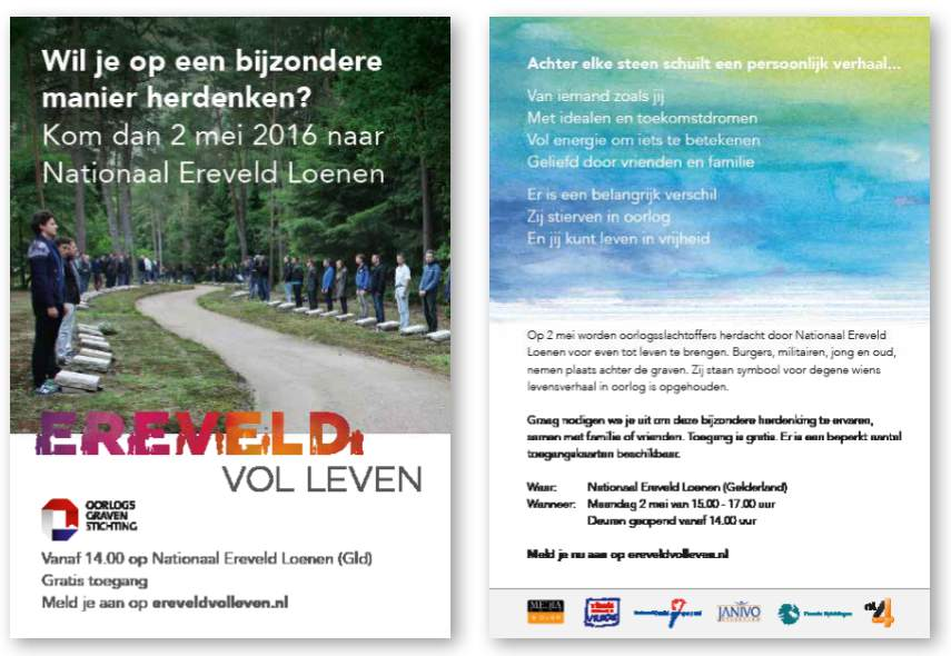 Flyers zijn verspreid in de regio Apeldoorn in horeca, bij