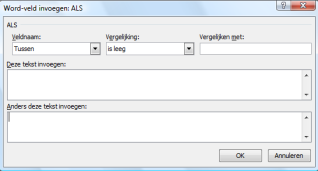 Klik op het tabblad Verzendlijsten en klik op de knop Regels 15. Kies voor Als Dan...Anders 16. Vul als volgt in: 17. Bij Veldnaam kies je voor Tussen 18. Bij Vergelijking kies je voor is leeg 19.