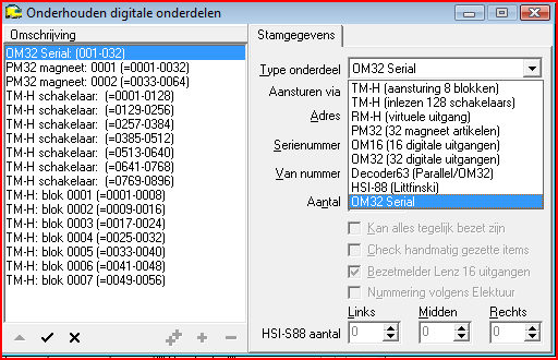 Seinen in Koploper OM32 aanmelden in Koploper Kies OM32 Serial NIET