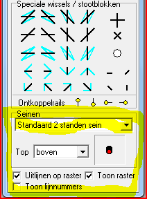 2 seinlampnummers waarvan je alleen de eerste in baanontwerp vermeldt bij de seineigenschappen Eerste